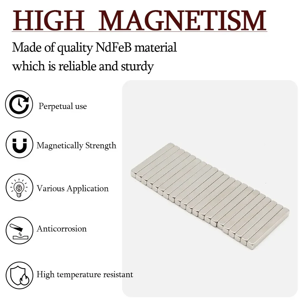 40x5x5mm Super Strong Block Neodymium Magnet Powerful Magnets N35 small Permanent Magnetic NdfeB Refrigerator Magnet 40x5x5