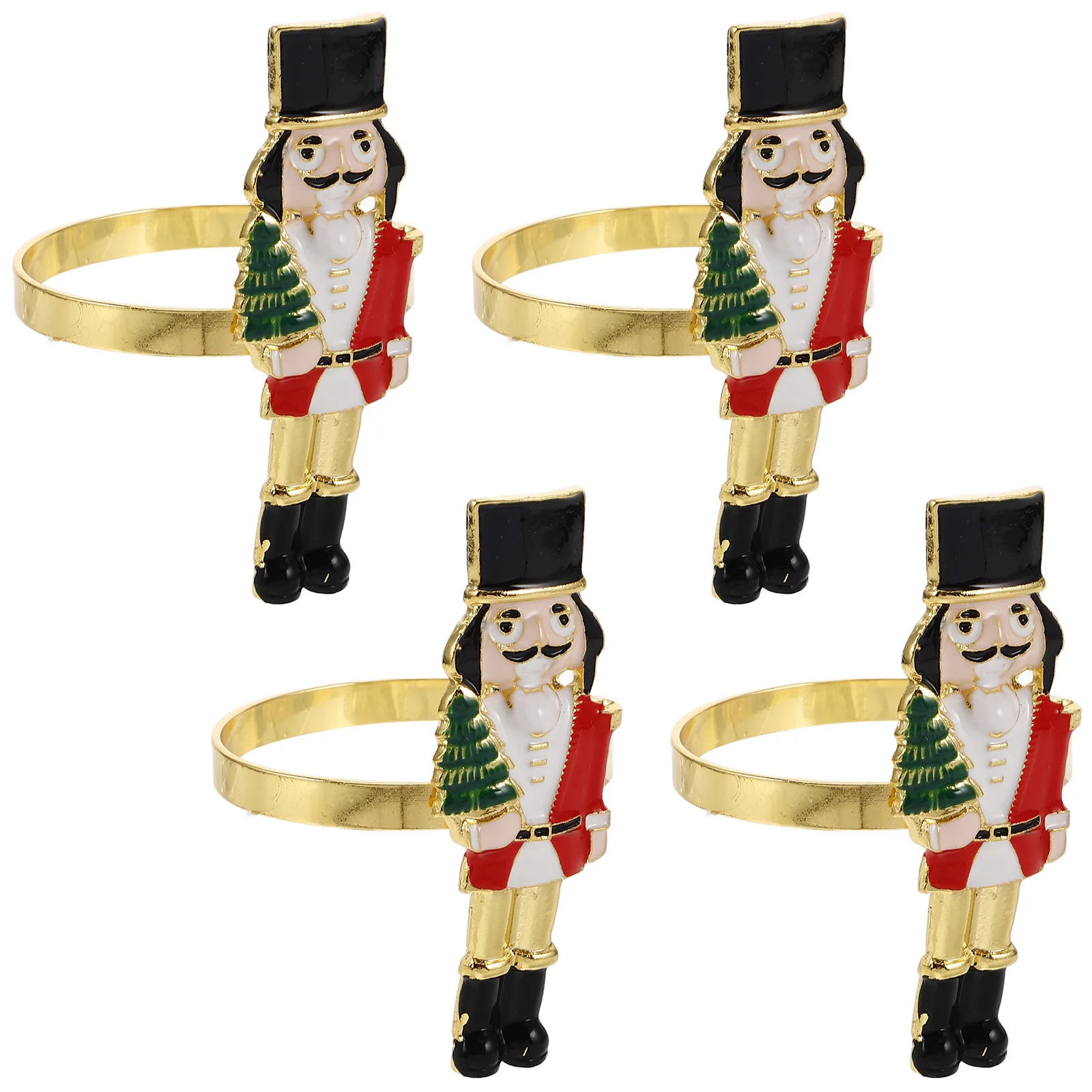 

4Pcs Dining Table Napkin Rings Elegant Nutcracker Shaped Buckles for Holiday Banquet Home Restaurant Decoration Use
