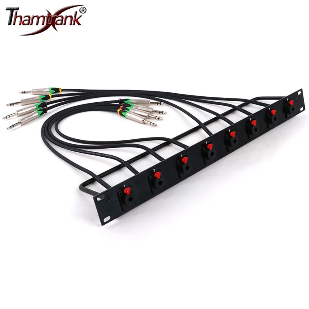 

6.35mm Female Socket to 1/4" Male TRS Stereo Jack Audio Extension Cord,Customized 8-Way 1U Cabinet Cable Rack Wiring Jumper Rack