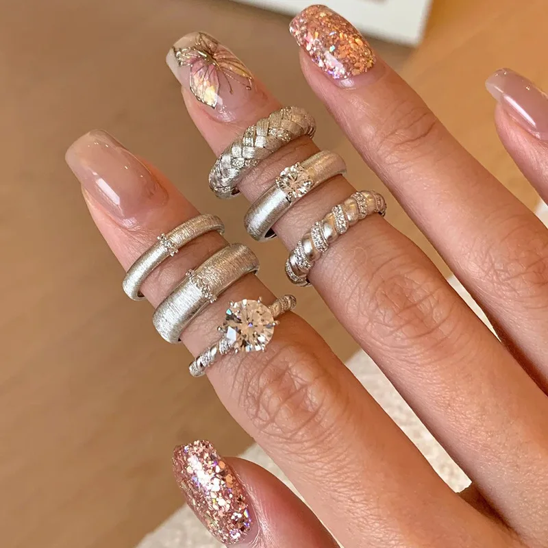 

VENTFILLE 925 Sterling Silve Vintage Ring for Women Girl Texture Zircon Engagement Design Jewelry Gift Dropshipping