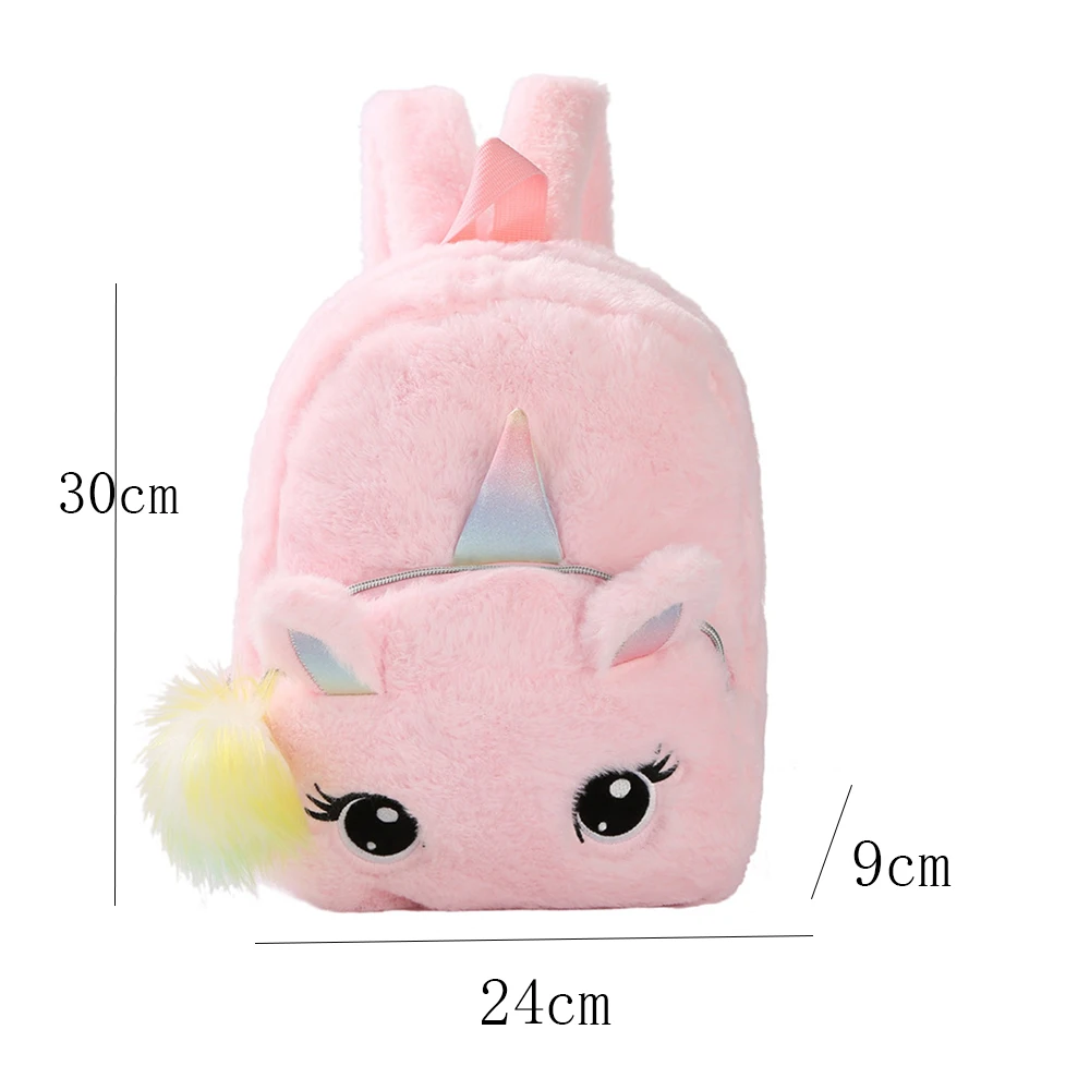 New Custom Embroidered Plush Backpack Personalized Name Kindergarten Unicorn Baby Girls Boys Shoulder Bag Cute Cartoon Backpack