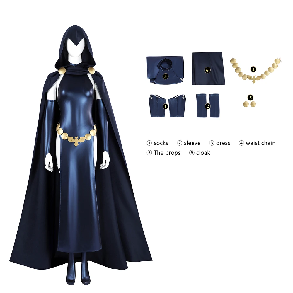 Halloween Christmas Cosplay Costume Anime Boy Titan Cosplay Crow Costume Women Blue Sexy Jumpsuit Black Cape Belt