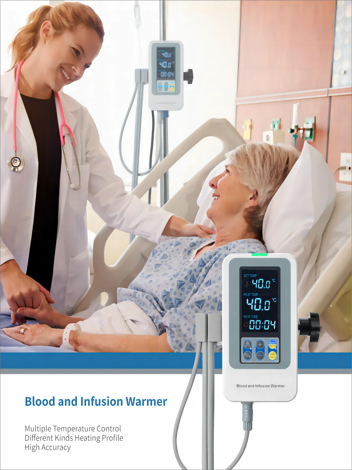 Factory  Blood Warmer for  Fluid Warmer with 2 heating tube Medical  Fluid warmer machine