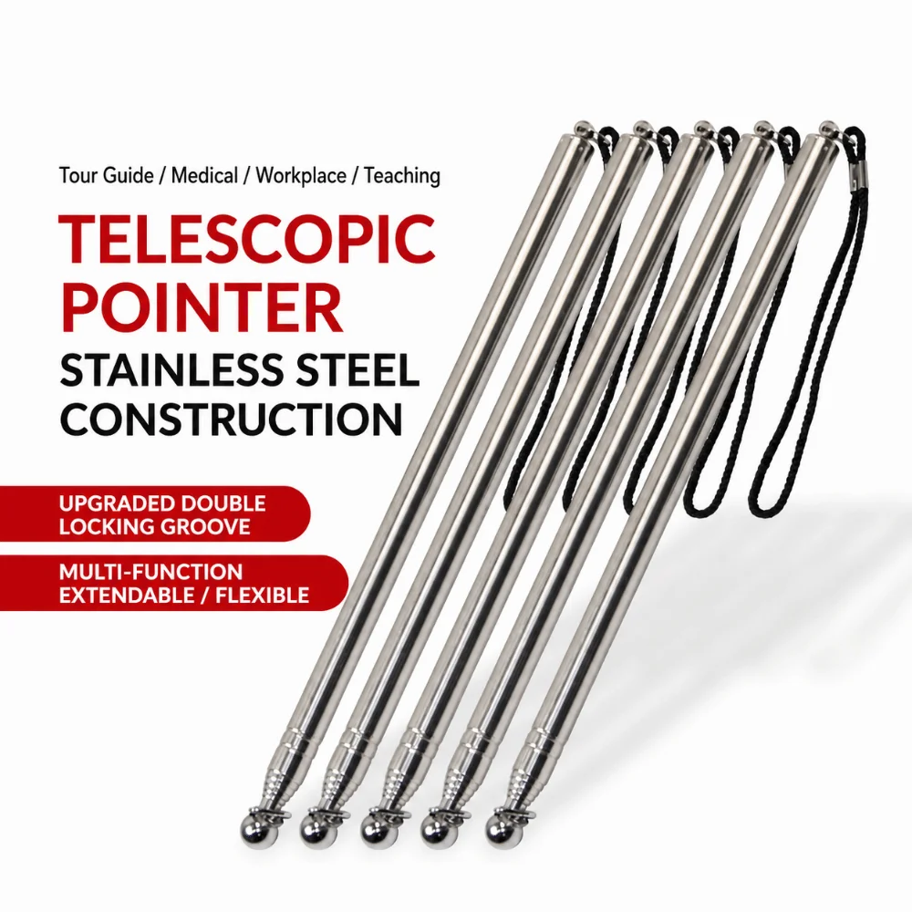 Stainless Steel Telescopic Flagpole Extendable Portable Guide Flag Pole 1/1.2/1.6/2.0/3.0m Handheld Flag Pole Outdoor Guide