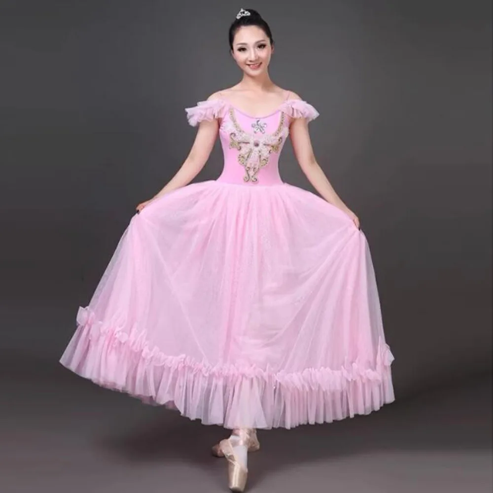 A Flowing White Or Pink Ballet Soft Gauze Long Dress For Women Or Girls