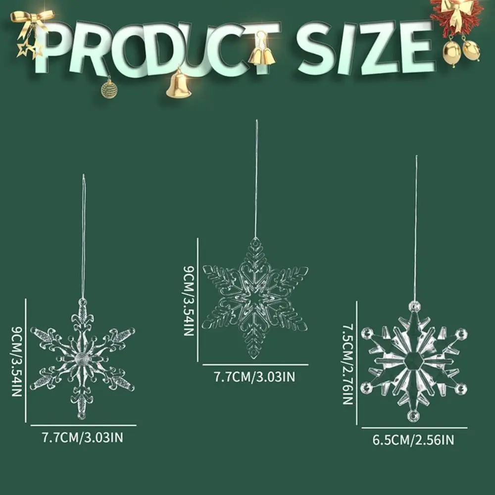Acrylic Christmas Snowflakes Crystal Snowflake Transparent Transparent Crystal Snowflake Hanging Pendant DIY Xmas Tree Ornaments