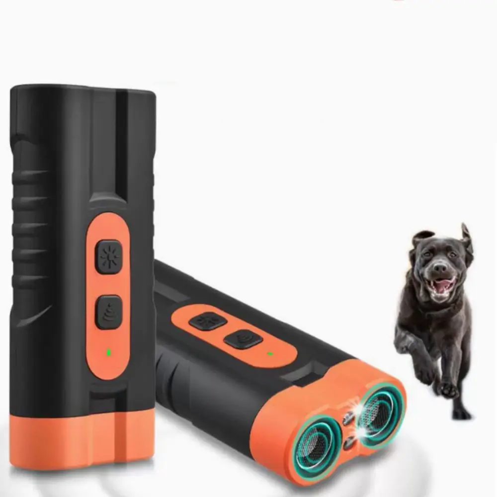 Repelente ultrasónico recargable para perros con linterna LED, repelente de entrenamiento para perros antiladridos, Control remoto profesional