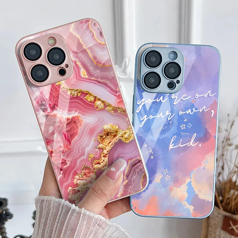 Tempered Glass Sunrise Case For Samsung Galaxy A53 A54 A52 5G A13 A14 A33 A12 A25 A32 A34 A51 S24 S22 Ultra S23 Plus S20 S21 FE