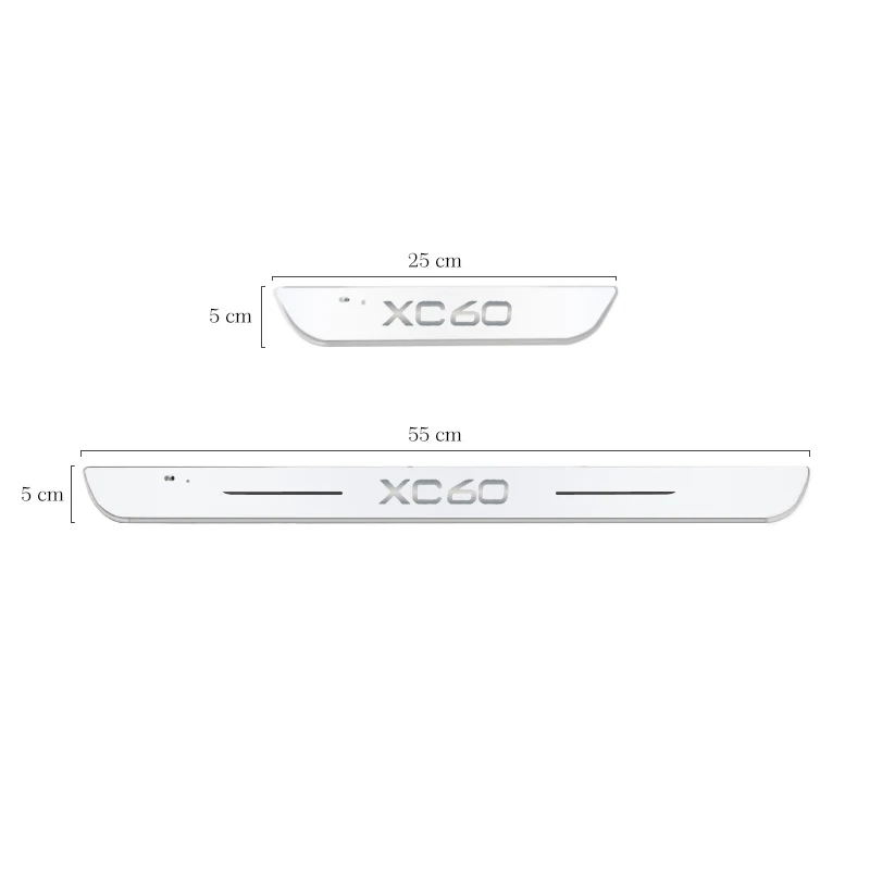 Luce di davanzale luminosa per porta a LED per auto per Volvo XC60 USB Power Moving Welcome Pedal soglia striscia di protezione adesiva antigraffio