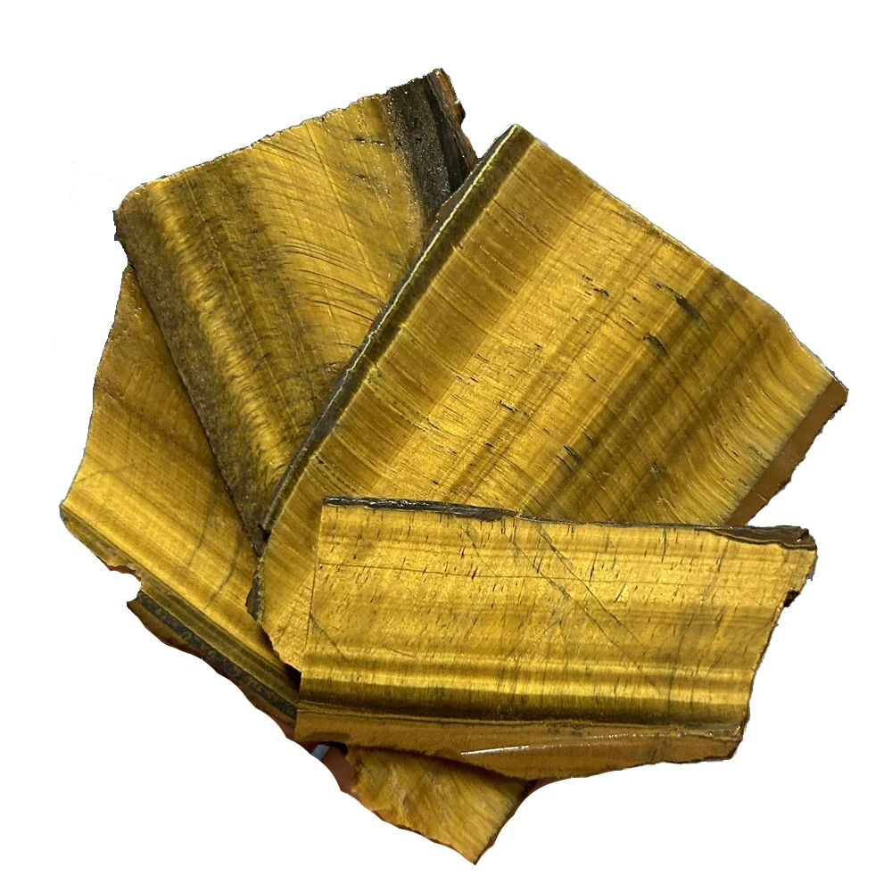 Double Falt Natual Yellow Tiger Eye Unpolishing Sheet Irregular Raw Material Stone