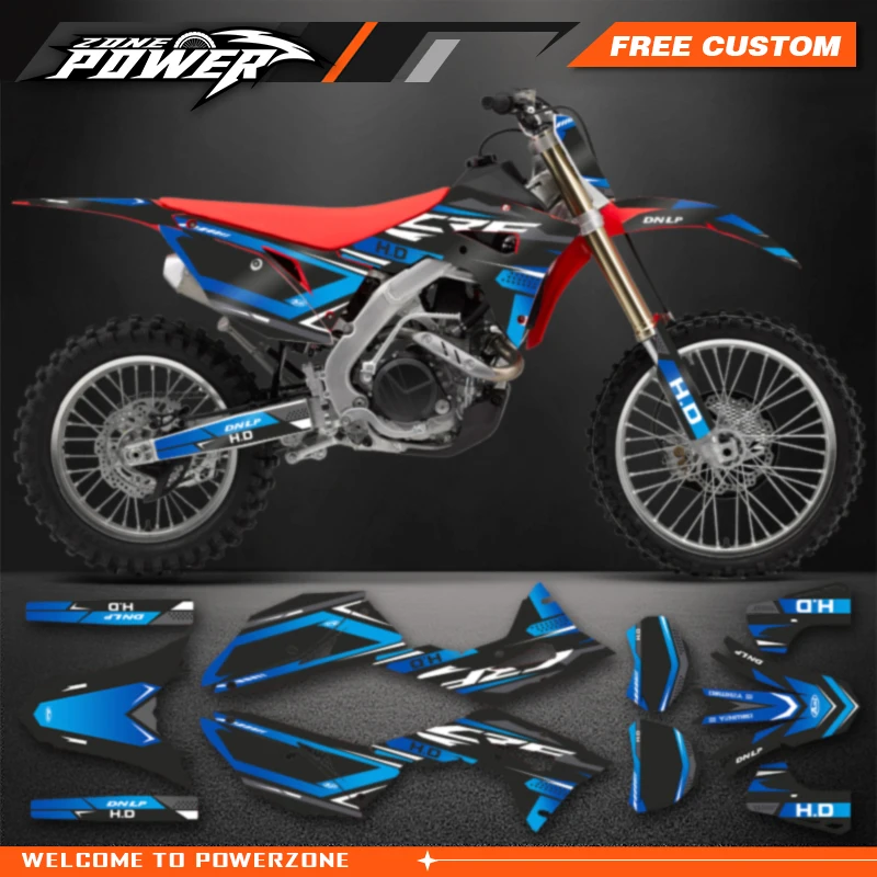 Powerzone Motorcycle Graphic Decal Stickers Kits For Honda CRF250RX 2018-2021 CRF450RX 2017-2020 Number Name Customize 006