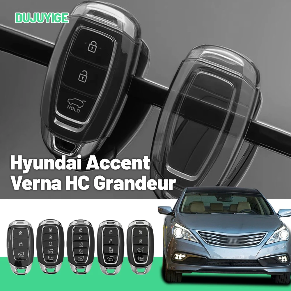 Clear TPU Car Key Case For Hyundai Accent Verna HC Grandeur Azera IG Starex Key Fob Cover Protector Shell Auto Accessories