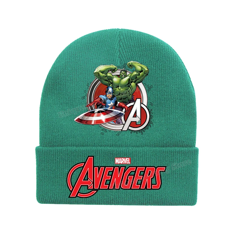 Avengers Children Beanie Captain America Thunder Knitted Hat  Anime Hulk Iron Man Skull Cap Boys Beanies Winter Warm Bonnet Cap