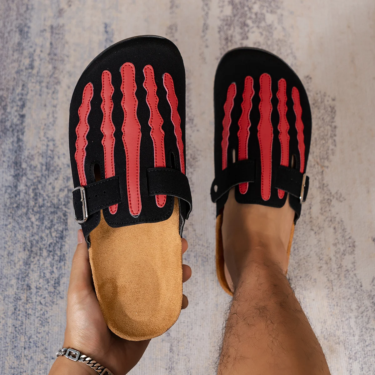 Designer Hallowmas Skeleton Men Women Retro Cork Clogs Slippers Mules with Arch Support Couple Classic Beach Shoes Men's Sandals