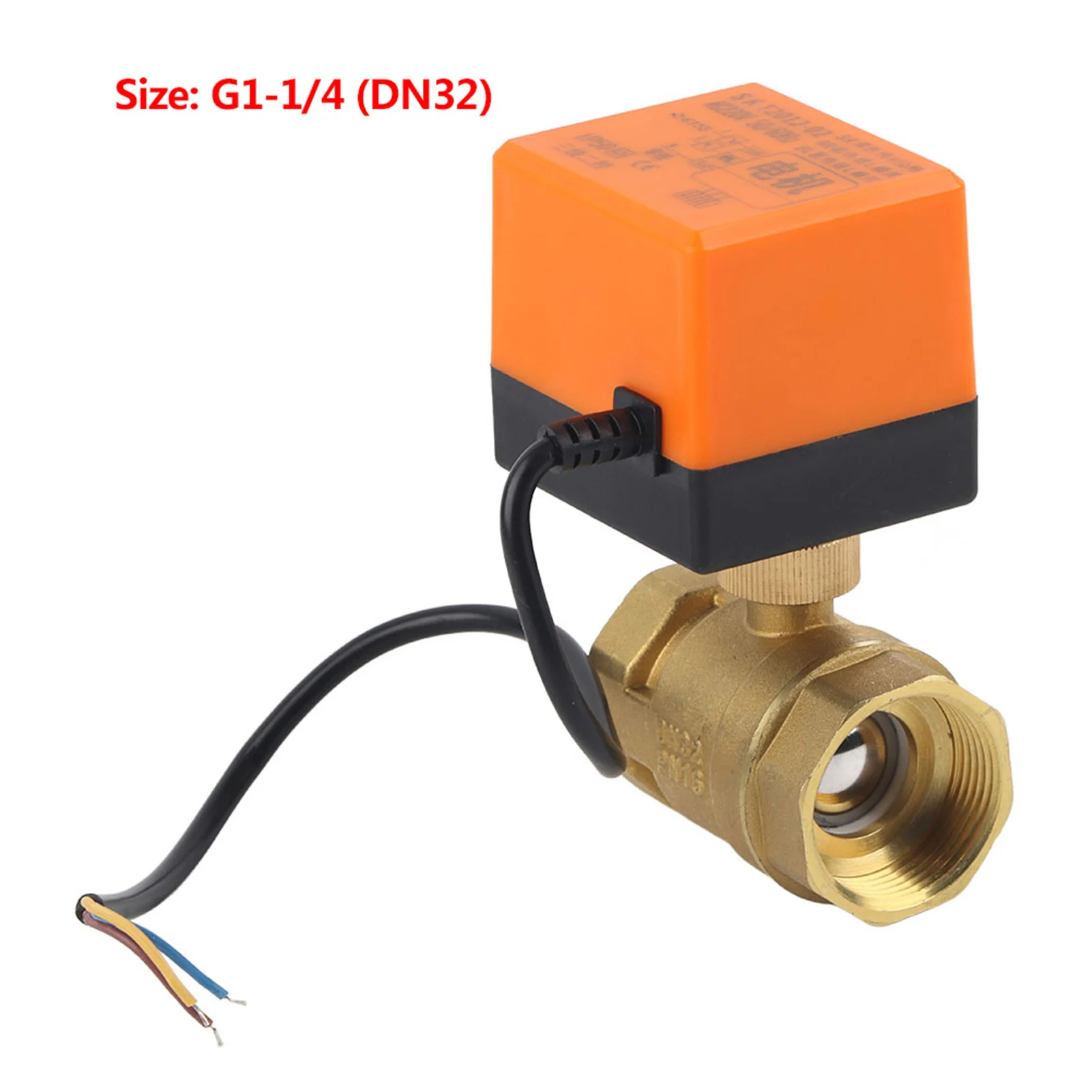 Motorized Ball Valve, 1pc AC 220V G1-1/4 DN32 2-Way 3-Wire 2-Point Control Brass Electrical Motorized Ball Valve