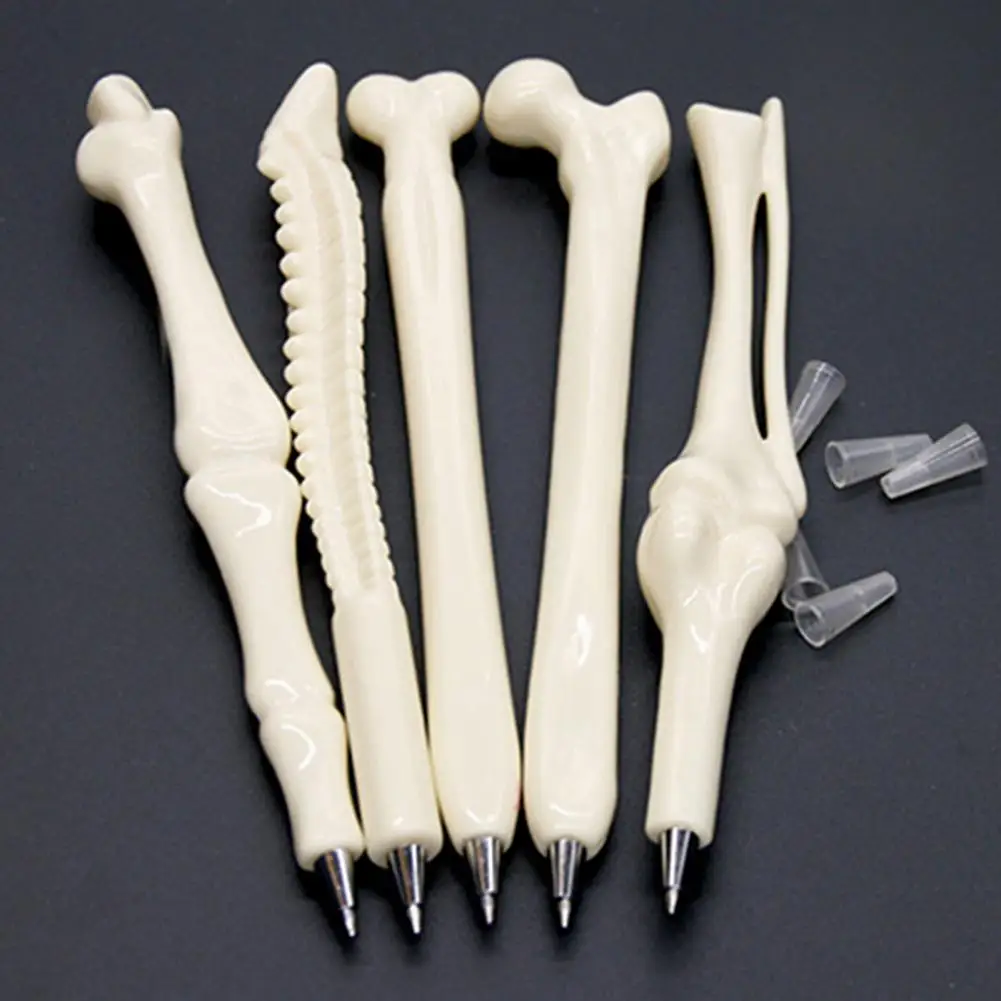 14.5cm Ball Point Pen Bone Shape Office Stationery Plastic Doctors Nurses Finger Pen For Orthopod Stationery Office Supplies