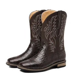 Mid-calf Western Boots Men Black Brown Cowboy Boots Handmade Leather Shoes for Men 2025 New Punk Man Women Unisex Riding Boots