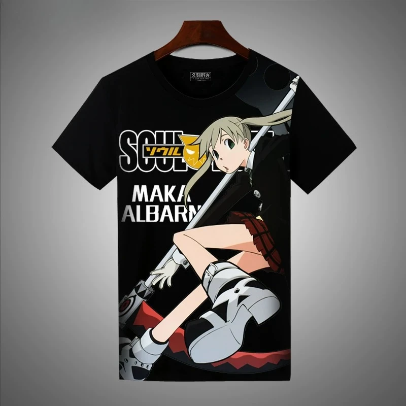 Anime Soul Eater 3D Print Oversized T Shirt Maka Albarn Black Star Crona Death The Kid Cosplay Short Sleeve Graphics Tees