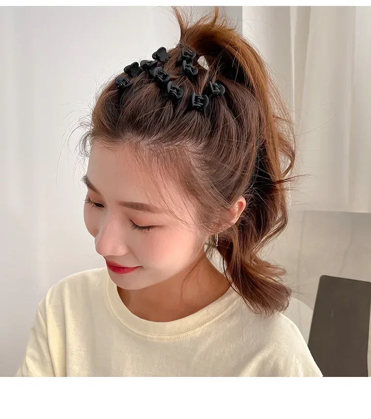 Black Mini Hair Claw Women Girls Korean Small Bangs Hair Claw Transparent Plastic Clips Hairpins Kids Hair Styling Accessories