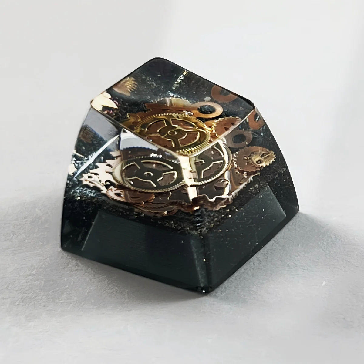 SA R1 Profile Black Gold Time Resin Keycaps Personalized Handmade Single for MX Mechanical Keyboard