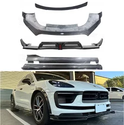 For Porsche Macan S T GTS 2022 2023 2024 Real Carbon Fiber Bumper Front Lip Rear Trunk Diffuser Spoiler Side Skirt Body Kit