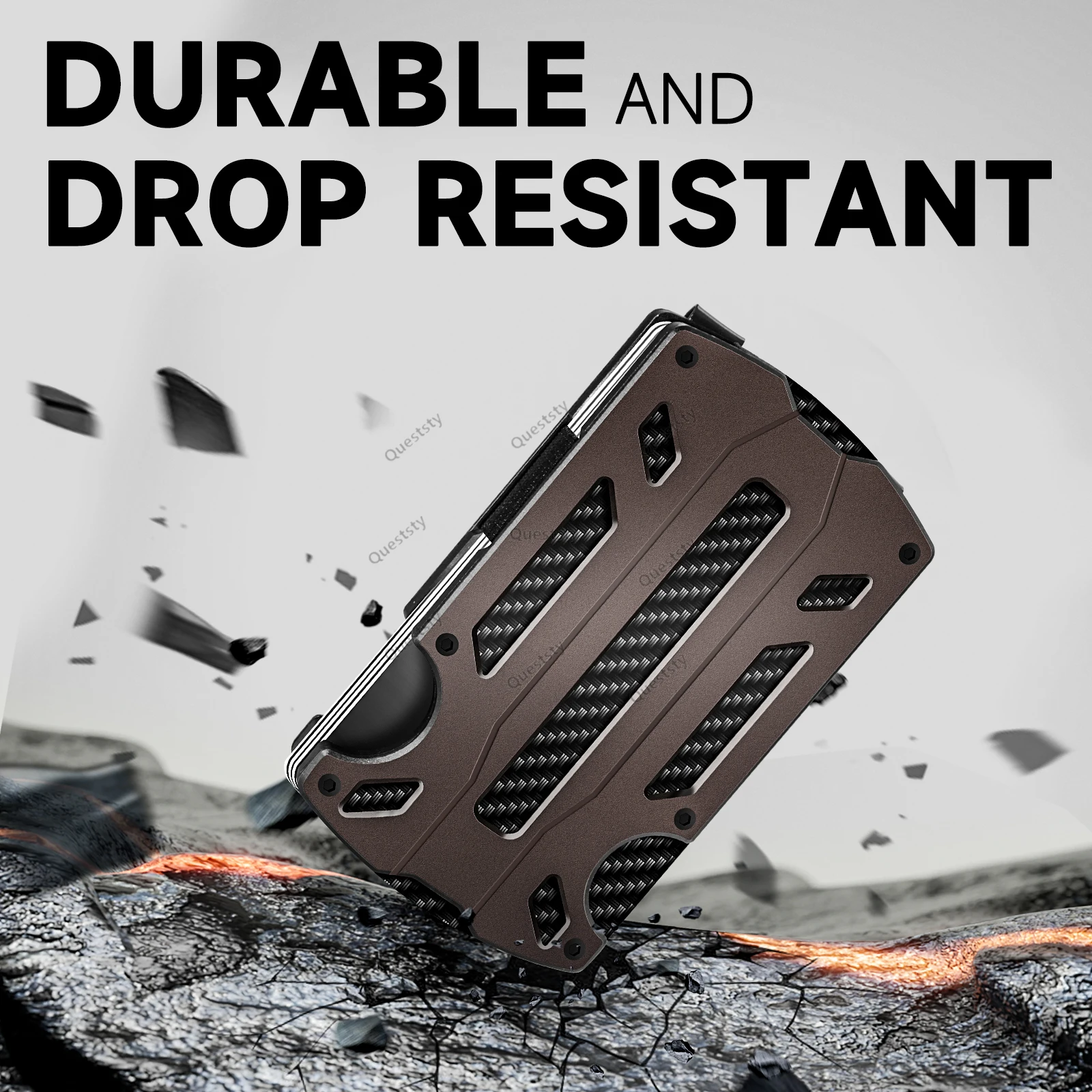 Metal Wallet Air Tag for Men Minimalist Slim RFID Blocking Front Pocket Tactical Carbon Fiber Wallet Card Holder with Money Clip