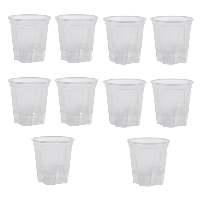 

A21I-Transparent Plastic Garden Pots Self Watering Planters, Plastic Nursery Plant Pots With Deep Reservior 10Pack