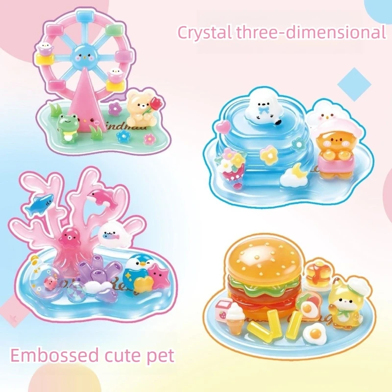 

50 Styles 3D Crystal Stickers Children's Toys Exchange Stationery Sticker Cute Relief Stickers School Office Supplies