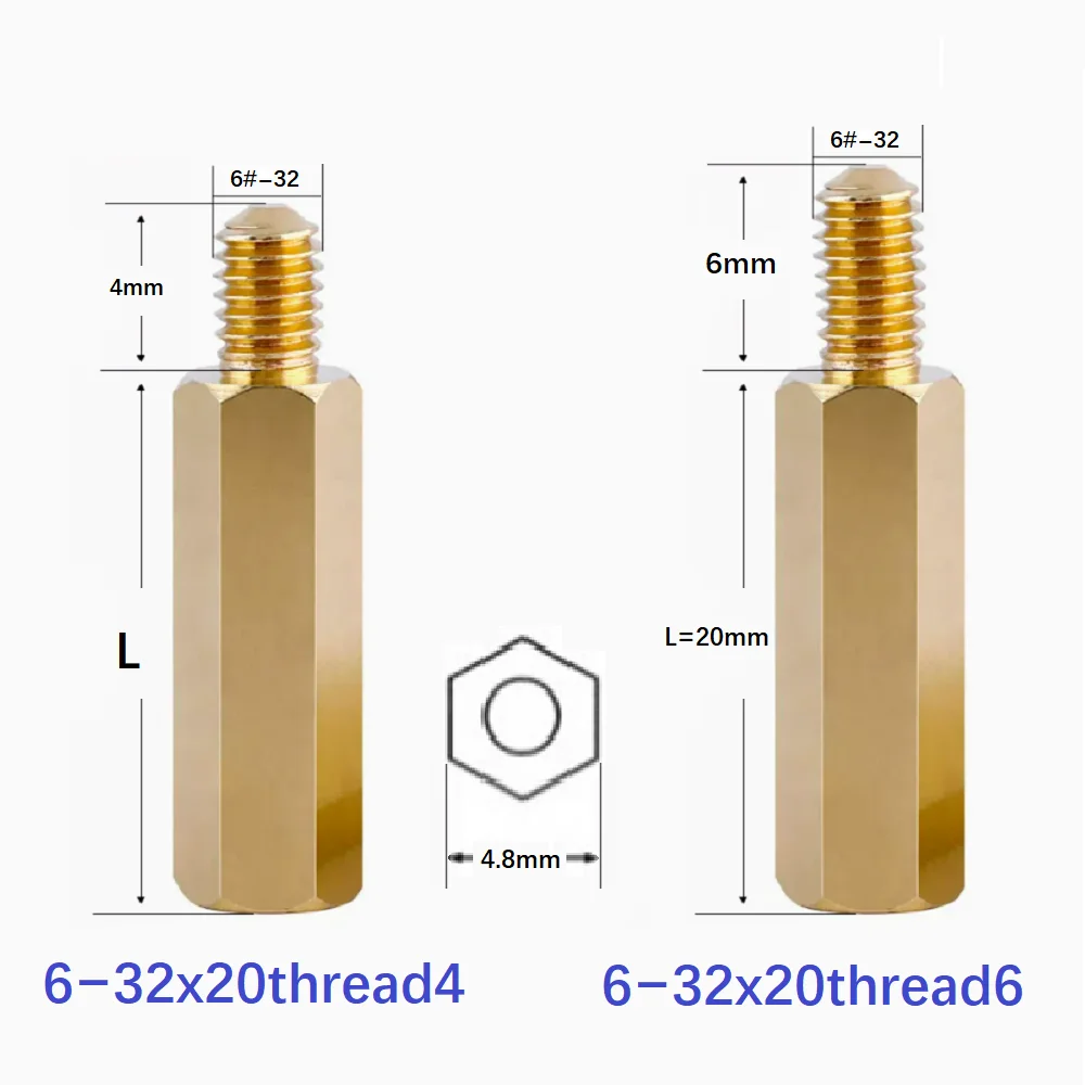 10pcs M3.5 American coarse tooth copper column 6 # 32 hexagon screw column computer chassis motherboard isolation column nut