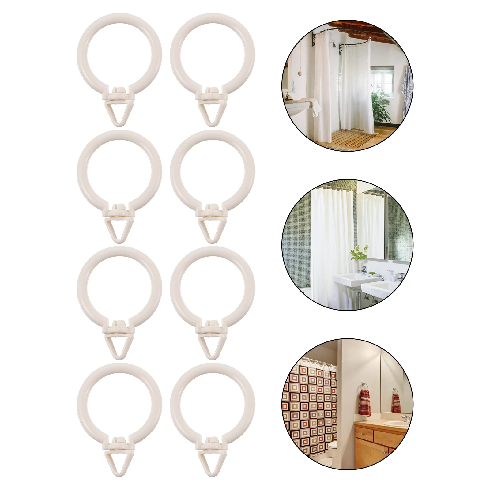 

48Pcs Quality Plastic Curtain Hangers No Burrs Smooth Sliding for Bedroom Bathroom Living Room Office Decor Roman Ring