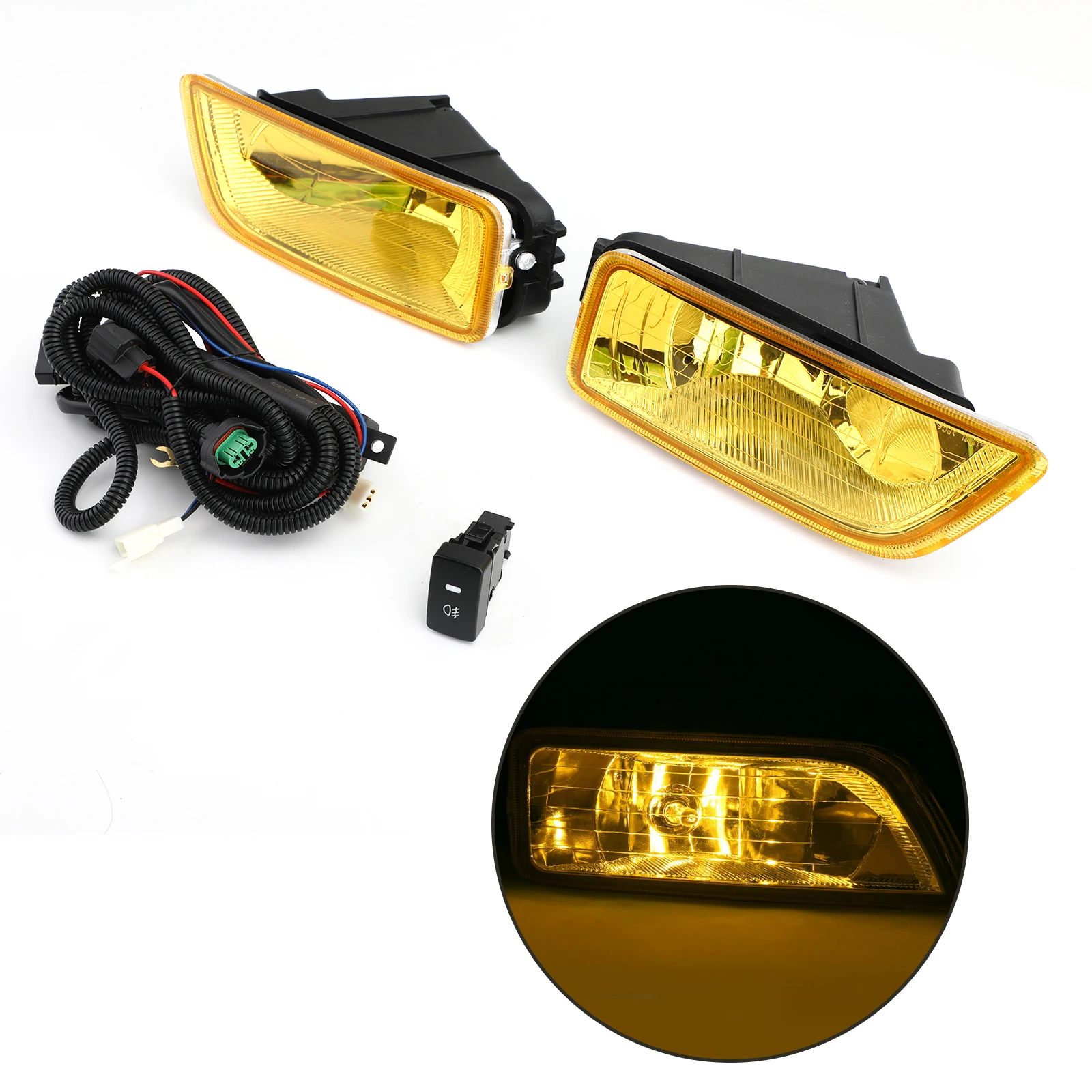 Areyourshop Yellow Lens H11 Fog Lights With Switch For Honda Accord 2003-2007 / Acura TL 2004-2008