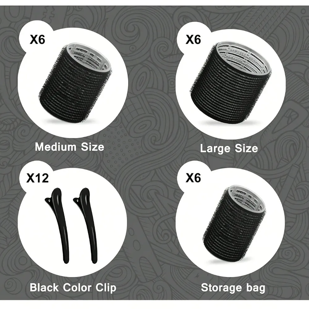 30 قطعة/المجموعة/مجموعة أدوات تصفيف الشعر بدون حرارة بكرات ذاتية الإمساك مع 18 قطعة بكرات شعر و12 قطعة مشابك لتصفيف الشعر بنفسك سهلة الاستخدام #5