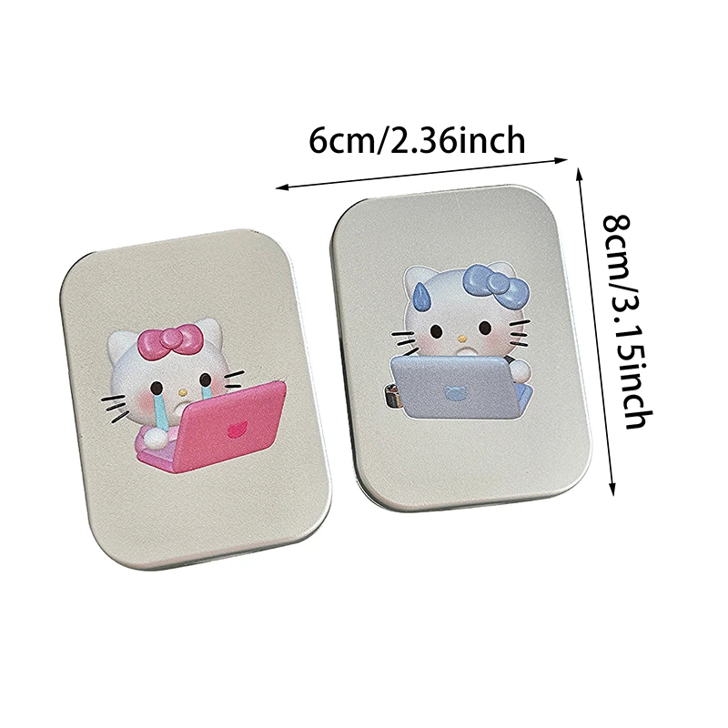 Cartoon Sanrio Silver Contact Lenses Care Case With Mirror Portable Hello Kitty Contact Lenses Storage Case Girls Travel Gifts