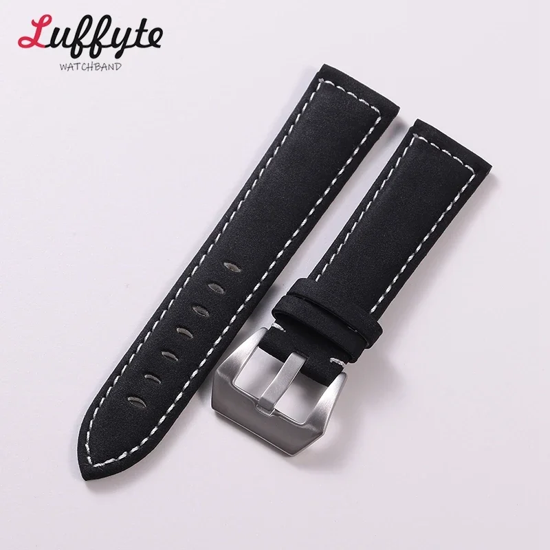 Ремешок Матовый для наручных часов, винтажный Универсальный кожаный браслет для мужчин и женщин, 18 мм 20 мм 22 мм 24 мм, аксессуары для часов