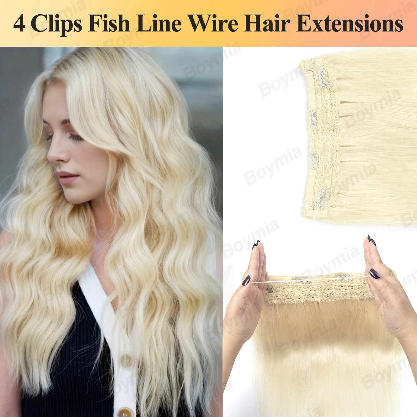 

Невидимые накладные пряди из натуральных волос с прозрачной повязкой на голову, регулируемый размер, 4 зажима, секретный накладной парик на невидимой проволоке, 12-24 дюйма, для женщин