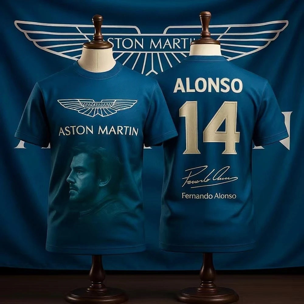Aston Martin 2026 T-Shirt Racing Team Fernando Alonso No. 14 T Shirt Spanish Racers Team Racing Suit Quick Drying Rugby Tee