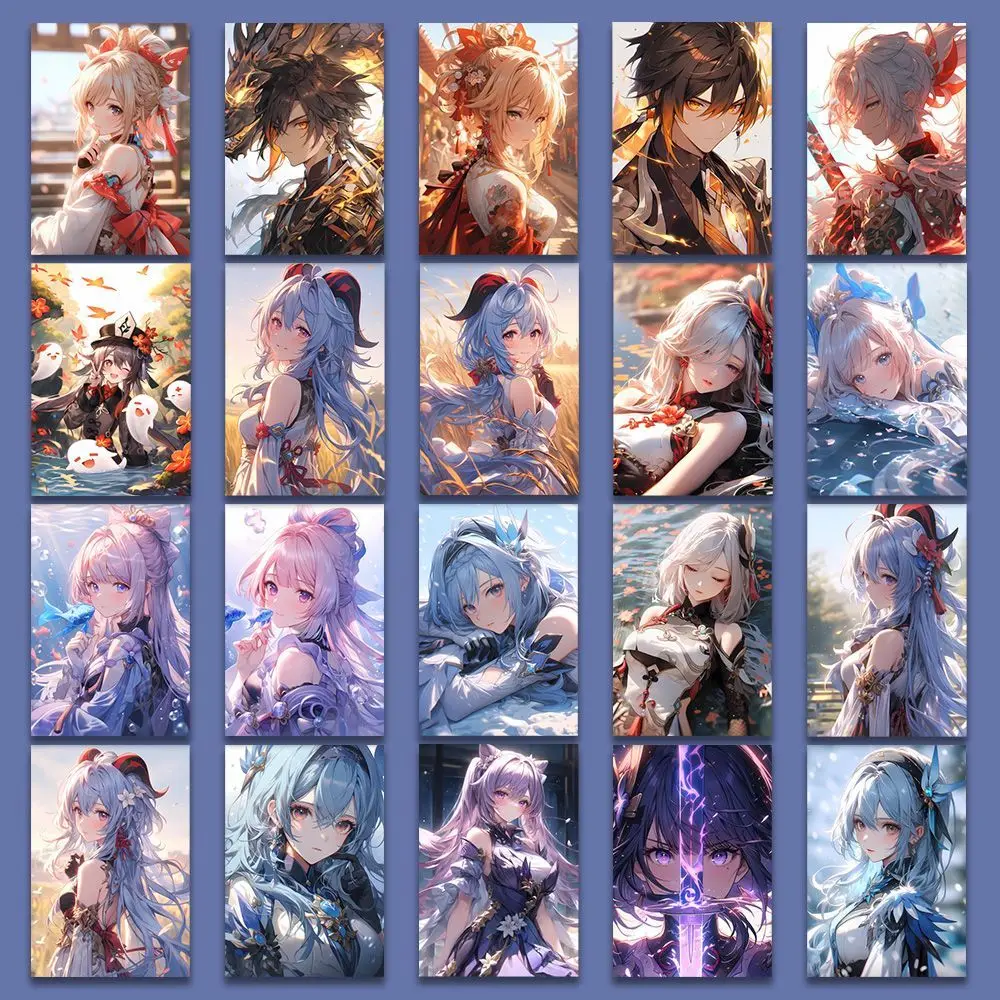 63pcs Anime Genshin Impact Figure Role Ganyu Hu Tao DIY Decoration Waterproof Cup Sticker Cell Tablet Phone Stickers