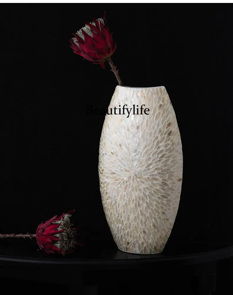 French style, large vase handmade, decorative ornament, living room countertop flower arrangement, high-end light luxury style