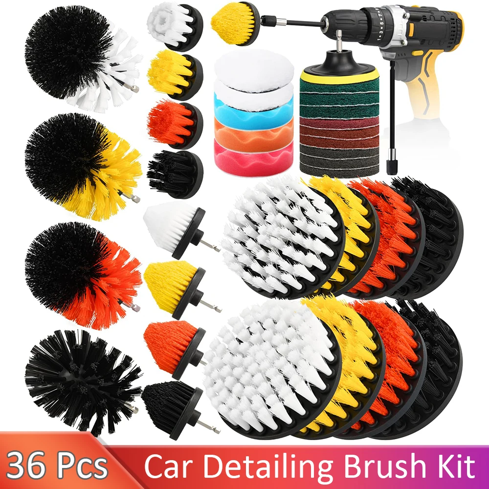 

36pcs Drill Brush Attachment Set 20pcs Scrubber Brushes with 9pcs Scouring Pad for Cleaning Shower Tub Bathroom