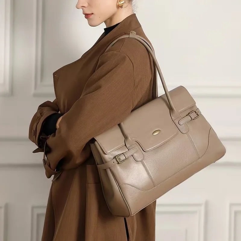 

Новинка: Ретро-сумка-тоут из натуральной кожи для женщин, универсальная городская сумка из натуральной кожи, простой и модный дизайн, носимая под мышкой