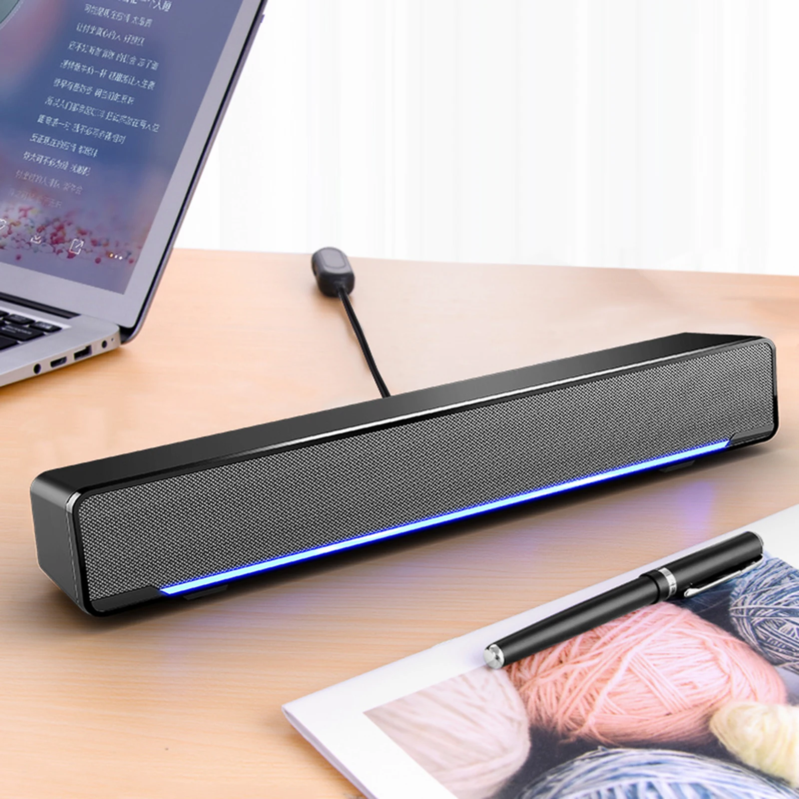 SADA V-196 USB Wired Computer Speaker Bar Stereo Subwoofer Powerful Music Player Bass Surround Sound Box 3.5mm Audio Input for