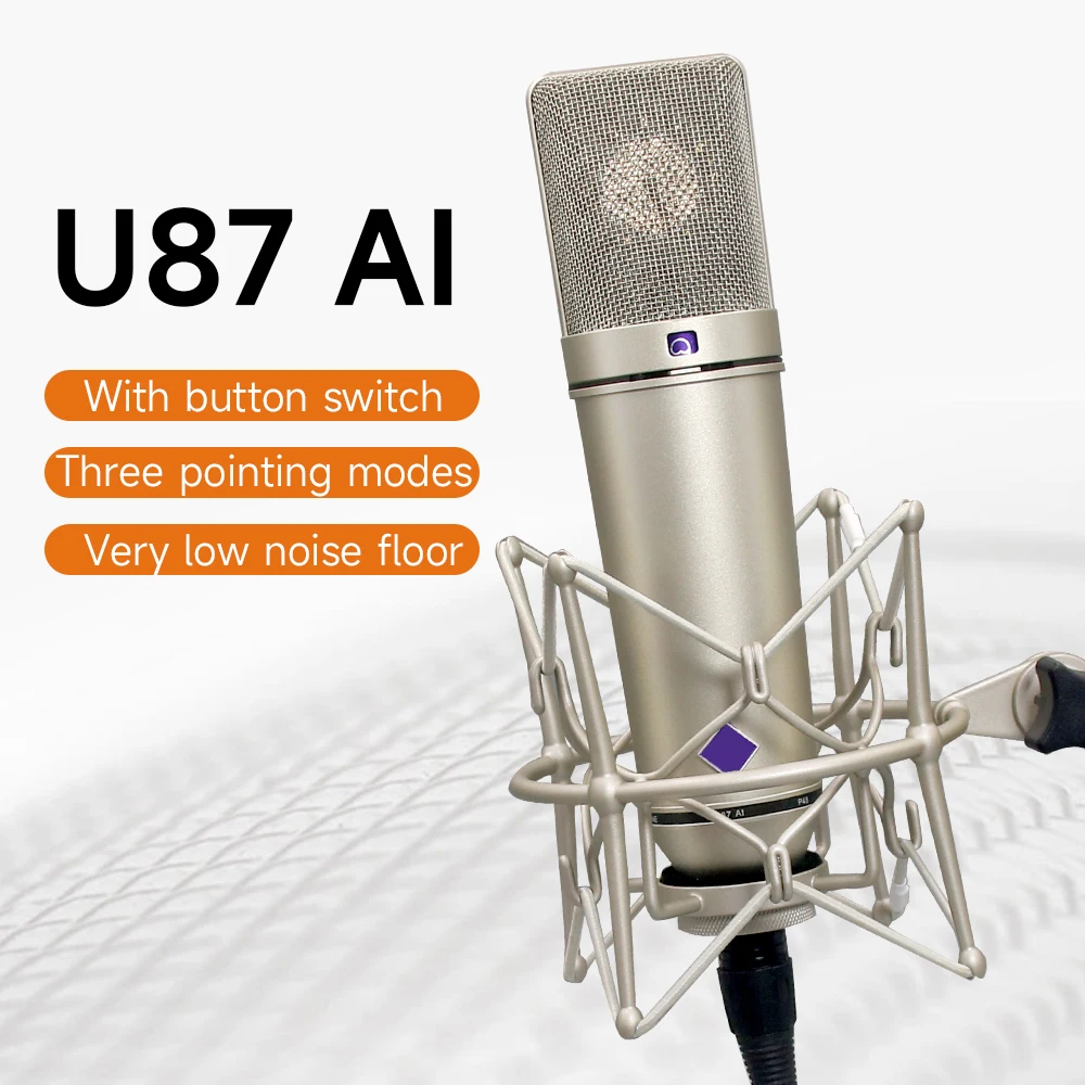 

U87 AI Профессиональный конденсаторный микрофон с большой диафрагмой и тремя полярными узорами для студийной записи и живого выступления