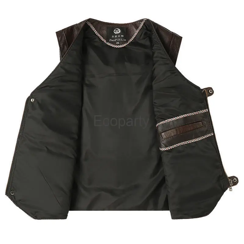 Chaleco de cuero con cremallera para hombre, chaquetas de motocicleta sin mangas Steampunk, abrigo informal con múltiples bolsillos, otoño e