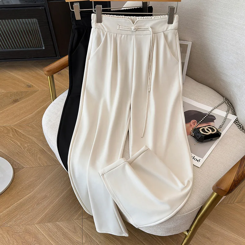 150Kg Plus Size Women's Hip 150 Summer Loose Straight Leg High Waisted Chinese Style Croppe Pants 5XL 6XL 7XL 8XL 9XL