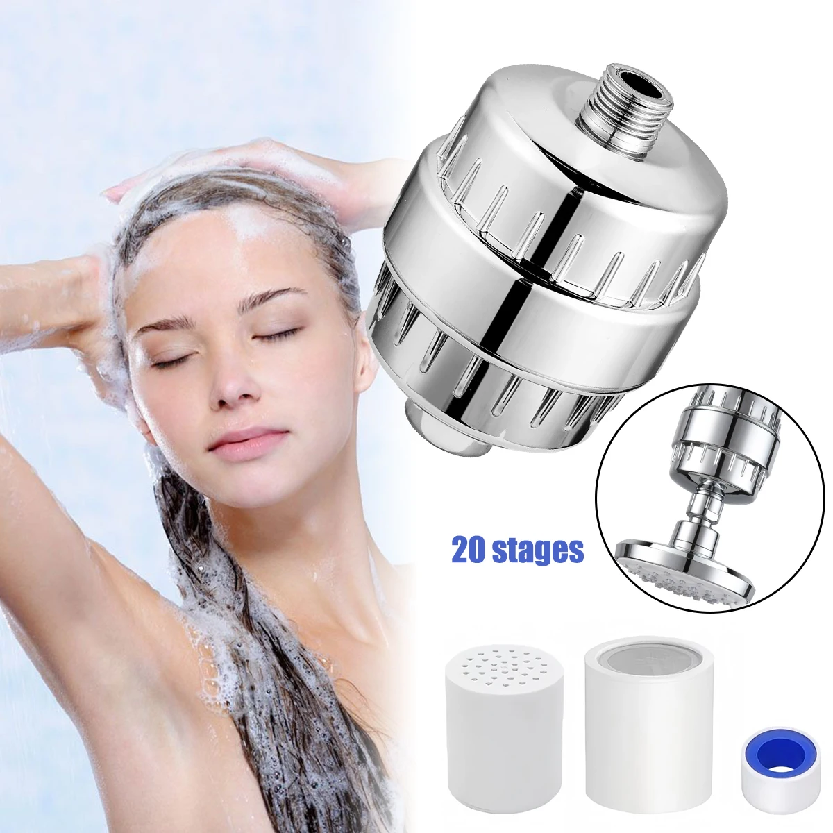 

20 Stages Shower Head Multi-level Filter Small Household Bathroom Bathing Set Universal Water Purification And Chlorine Removal