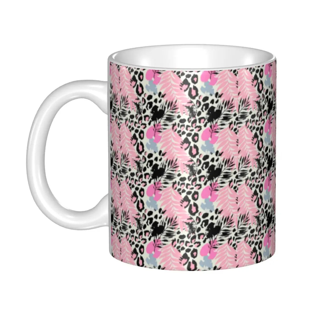 Customized Pink Leopard Coffee Mug DIY Ceramic Mug Creative Gift