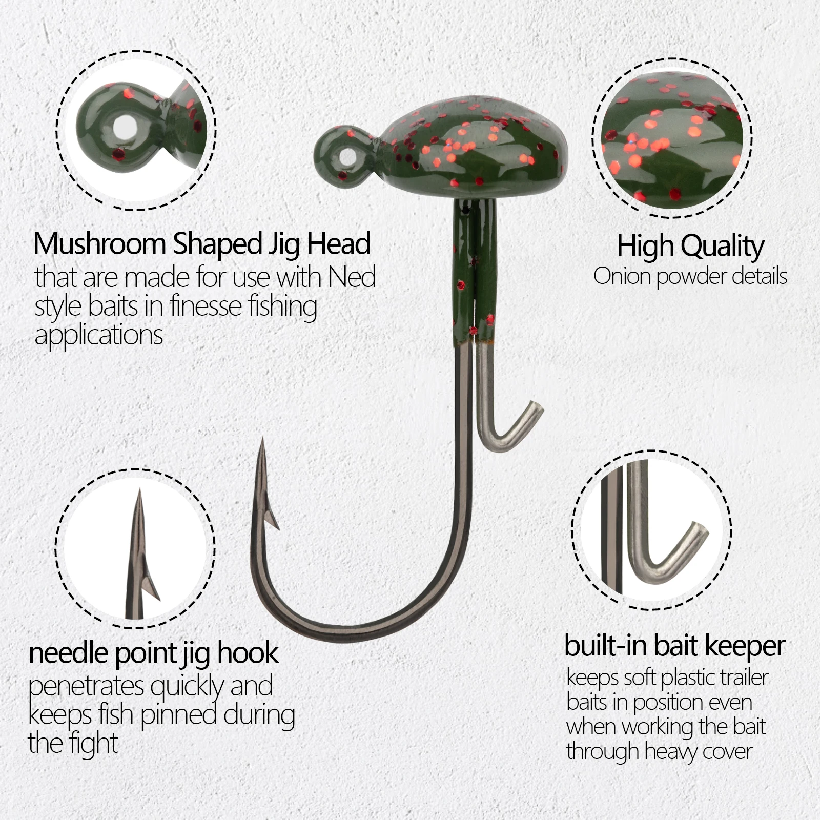 THKFISH 20pcs Ned Rig Jig Head - Fishing Hook Weedless review and price