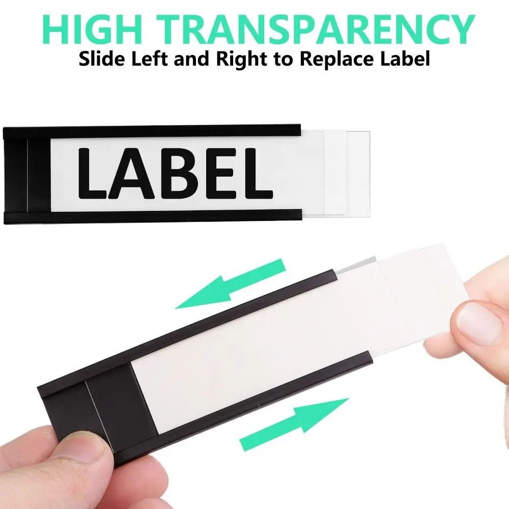 White Paper Cards Magnetic Label Holder Strong Magnet Mess Free Shelf Label Holder Protective Film Adjustable