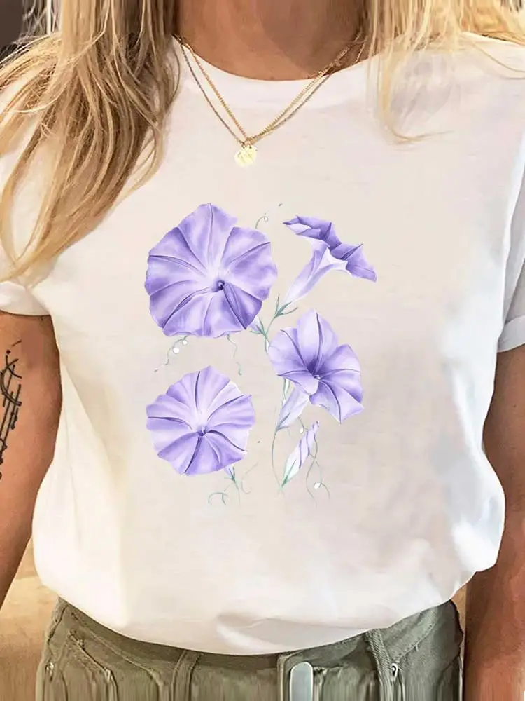 

Watercolor Flower Sweet 90s Trend Clothing Print Women Fashion Lady Graphic Tee Clothes Short Sleeve T Female Casual T-shirts