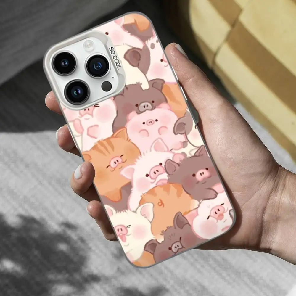 حافظة هاتف كرتونية لطيفة على شكل خنزير وردي لهاتف آيفون 17,16,15,14,13,12,11, Mini,XS,Pro,SE,MAX غطاء أبيض غير لامع مقاوم للصدمات #4